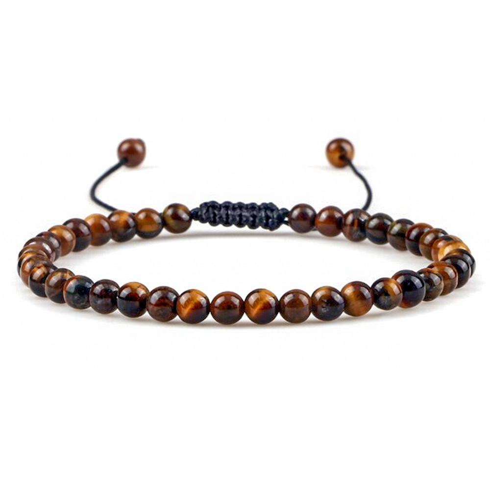 Bransoleta Bransoletka Kulki 4mm Kamień Naturalny Tygrysie Oko Rękodzieło Handmade