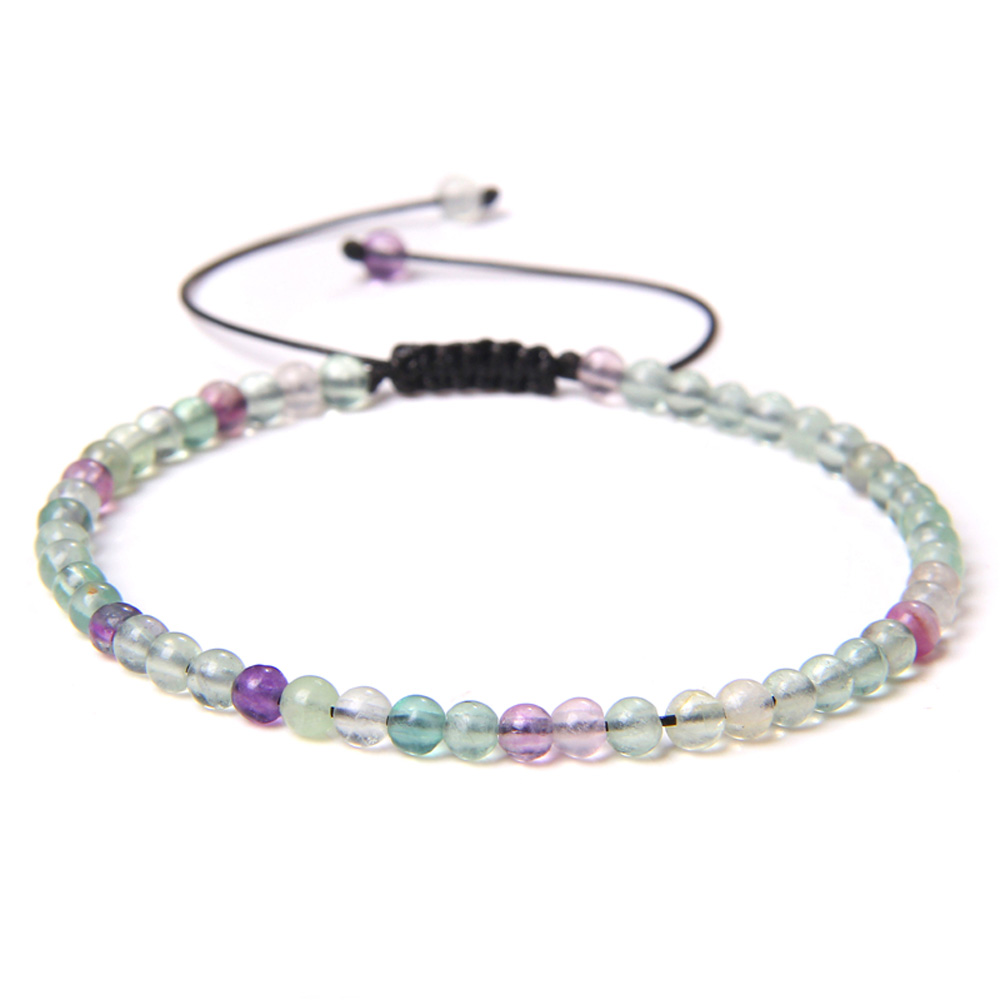 Bransoleta Bransoletka Kulki 4mm Kamień Naturalny Fluoryt Rękodzieło Handmade