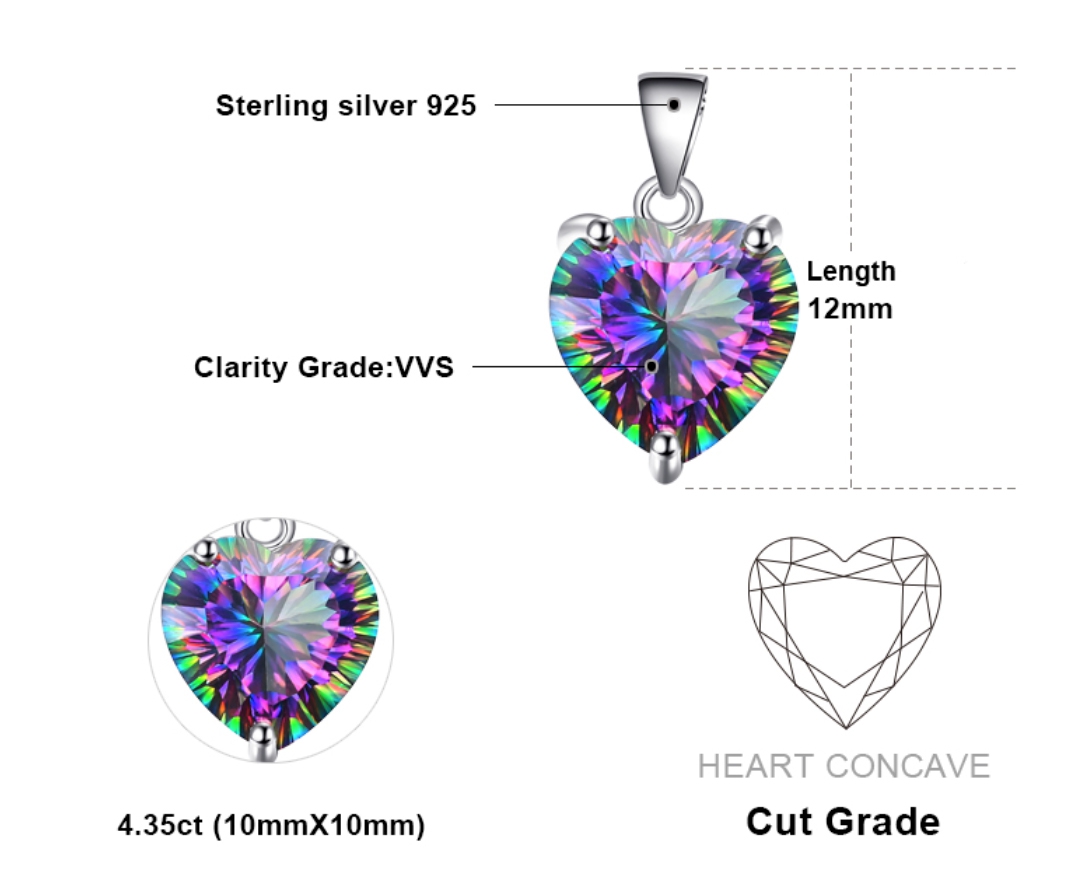 ZAWIESZKA WISIOR MYSTIC TOPAZ SREBRO SERCE BIZ2000