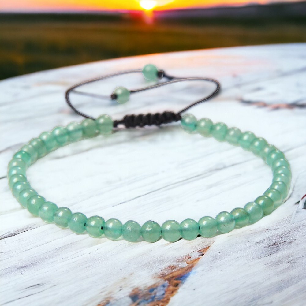 Bransoleta Bransoletka Kulki 4mm Kamień Naturalny Awenturyn Rękodzieło Handmade