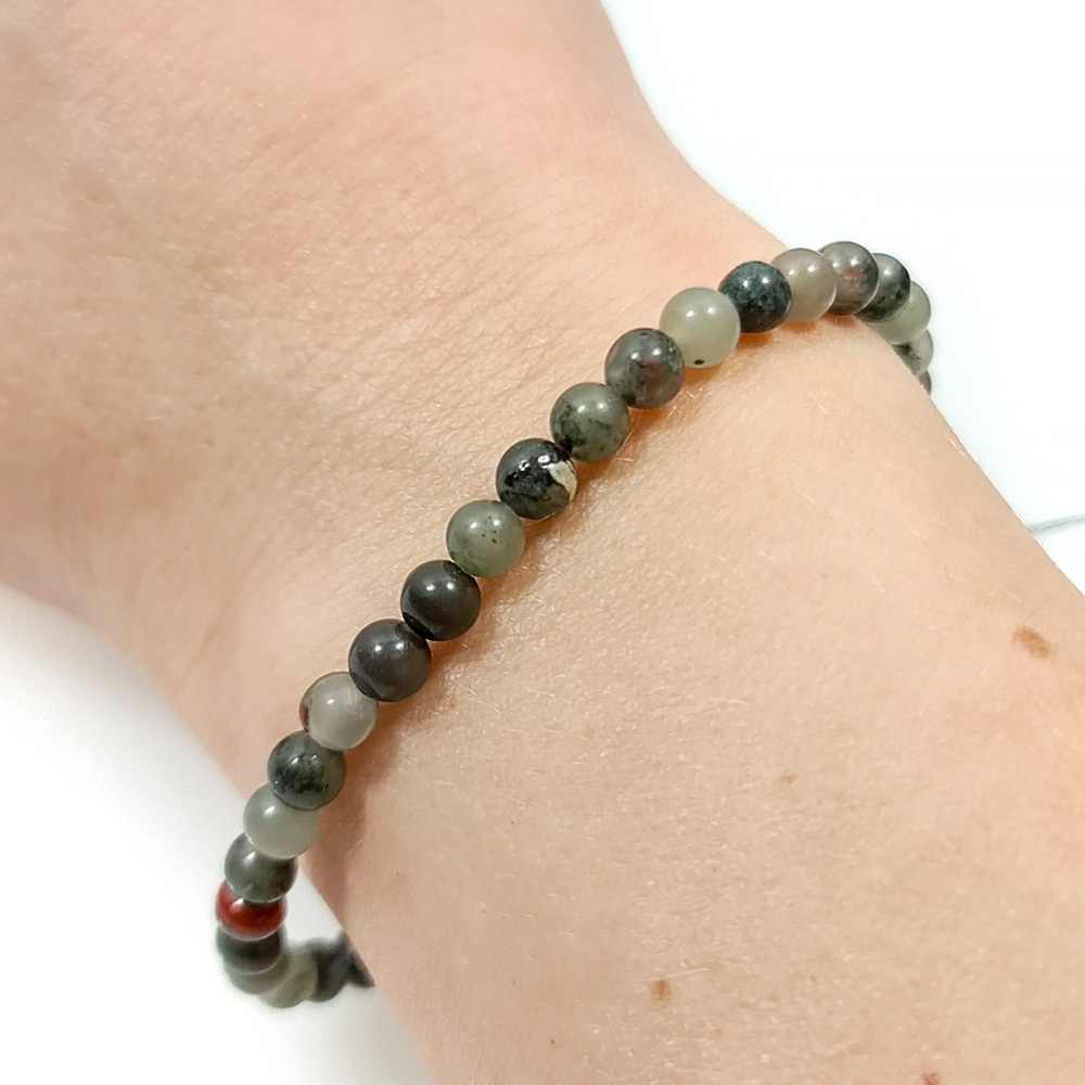 Bransoleta Bransoletka Kulki 4mm Kamień Naturalny Krwawnik Heliotrop Rękodzieło Handmade