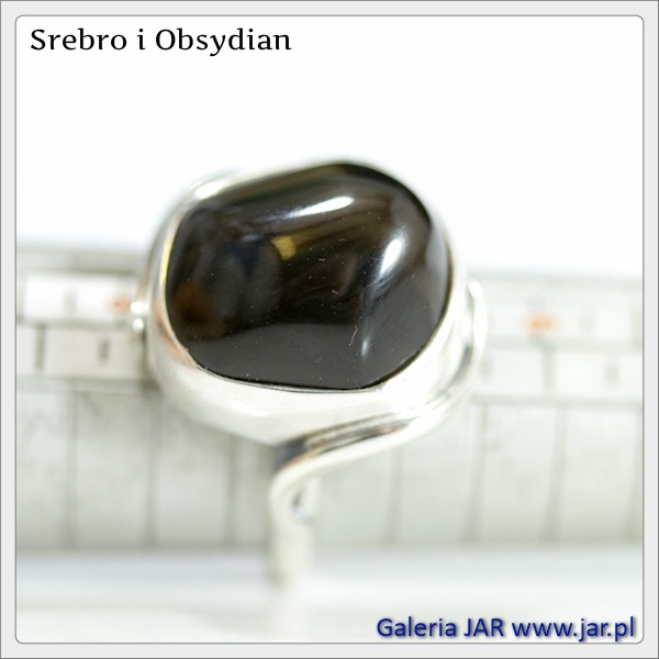 PIERŚCIONEK OBSYDIAN SREBRO R15 BIZ278