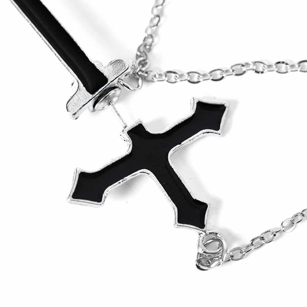 Nausznica Kolczyk Kolczyki Krzyż Single Black Cross Czarny Srebrny – zdjęcie 5