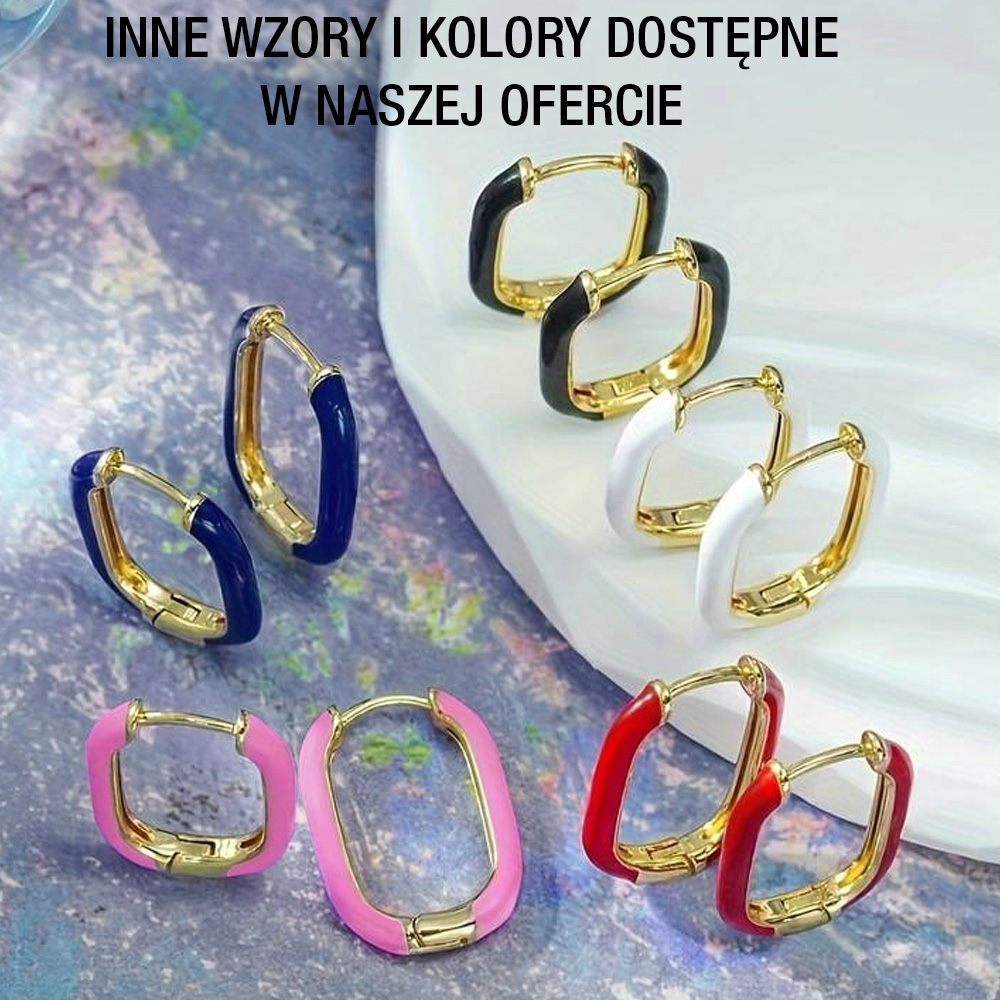 Delikatne Kolczyki Koła Średnica 12 mm Stal Ceramika Emaliowane Żółte Złote