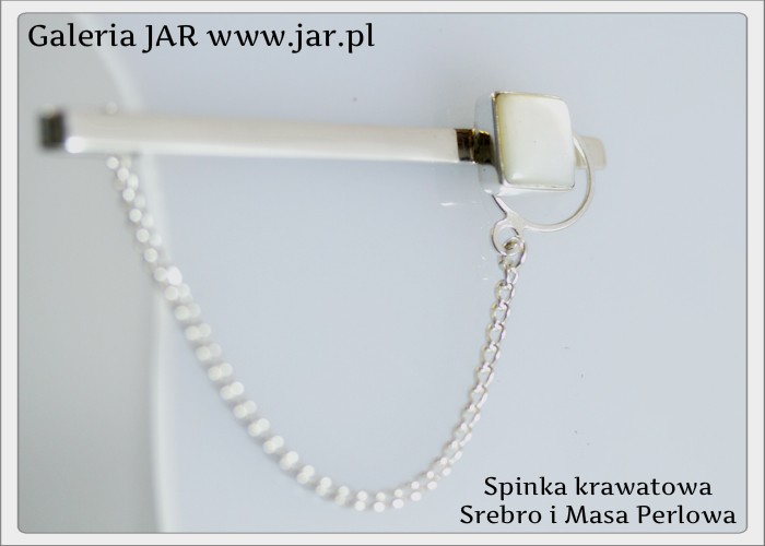 SPINKA KRAWATOWA DO KRAWATA SREBRO PERŁA BIZ220