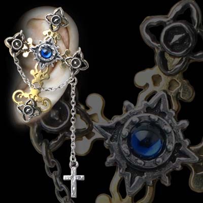 KOLCZYK NAUSZNICA ALCHEMY TORQUEMADA CROSS TEGERE E295