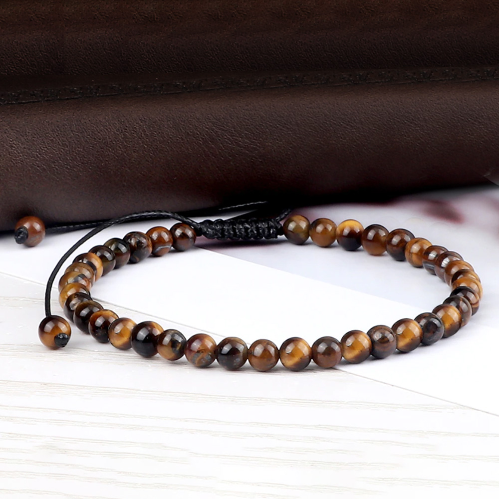 Bransoleta Bransoletka Kulki 4mm Kamień Naturalny Tygrysie Oko Rękodzieło Handmade