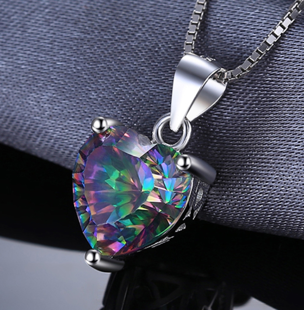 ZAWIESZKA WISIOR MYSTIC TOPAZ SREBRO SERCE BIZ2000