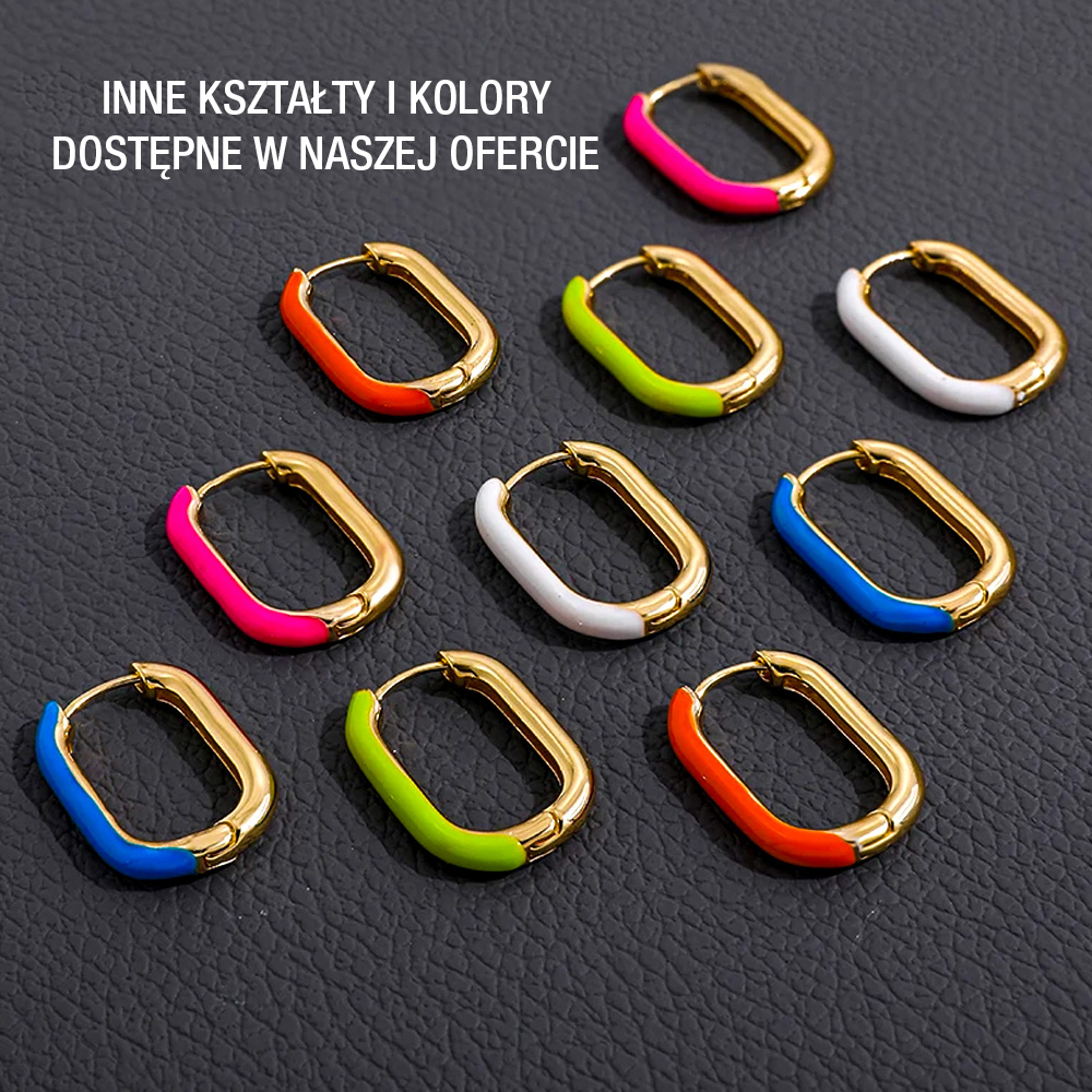 Delikatne Kolczyki Koła Średnica 12 mm Stal Ceramika Emaliowane Żółte Złote