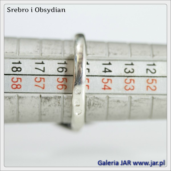 PIERŚCIONEK OBSYDIAN SREBRO R15 BIZ278