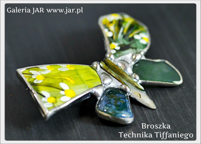 BROSZKA MOTYL PORCELANA AGAT MSZYSTY BIZ203