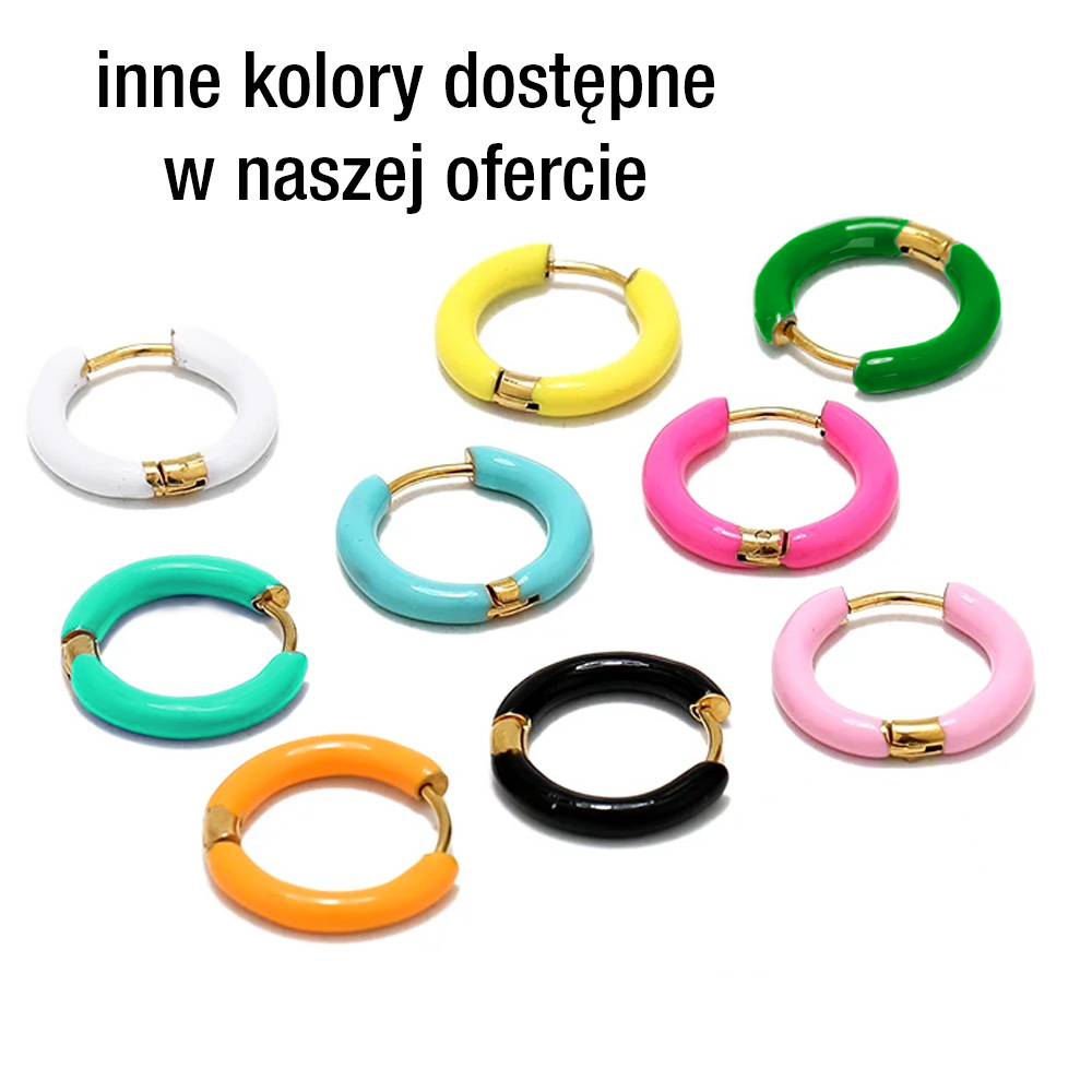 Delikatne Kolczyki Koła Średnica 12 mm Stal Ceramika Emaliowane Żółte Złote