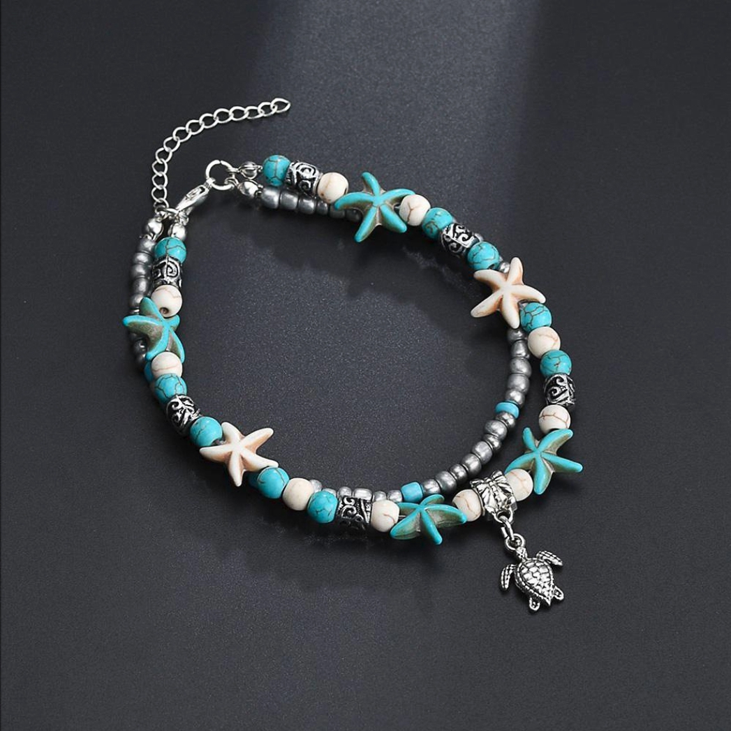 Bransoletka Bransoleta Na Nogę Howlit Żółw Handmade Rękodzieło