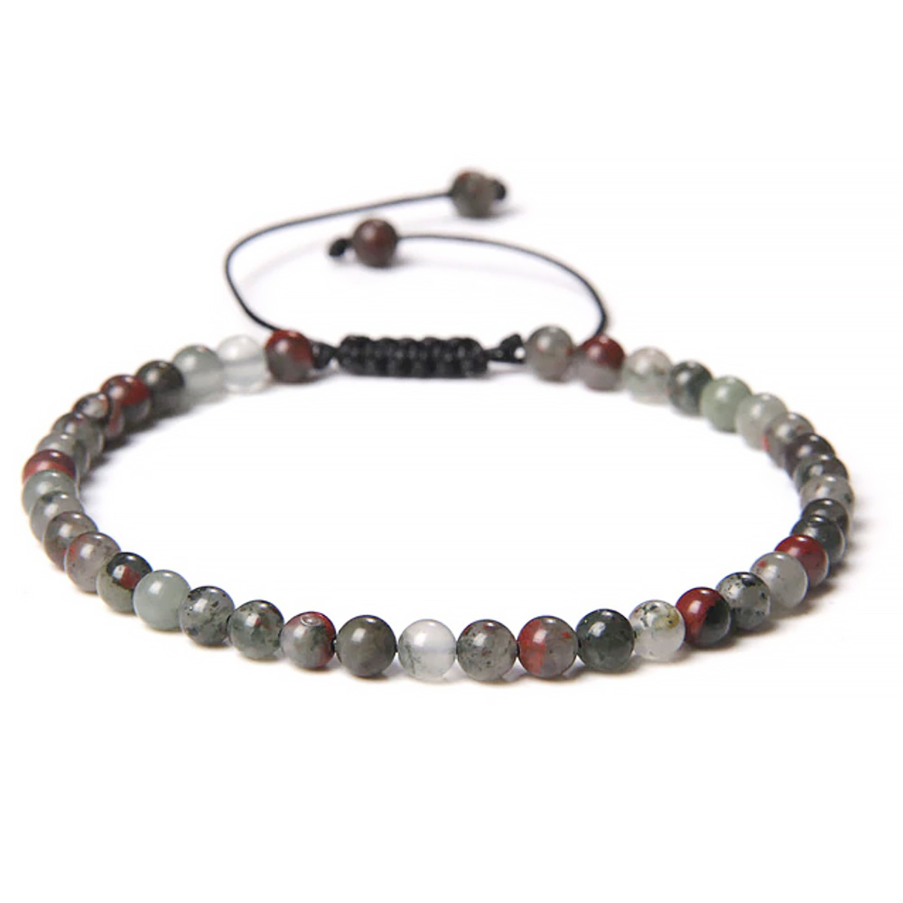 Bransoleta Bransoletka Kulki 4mm Kamień Naturalny Krwawnik Heliotrop Rękodzieło Handmade