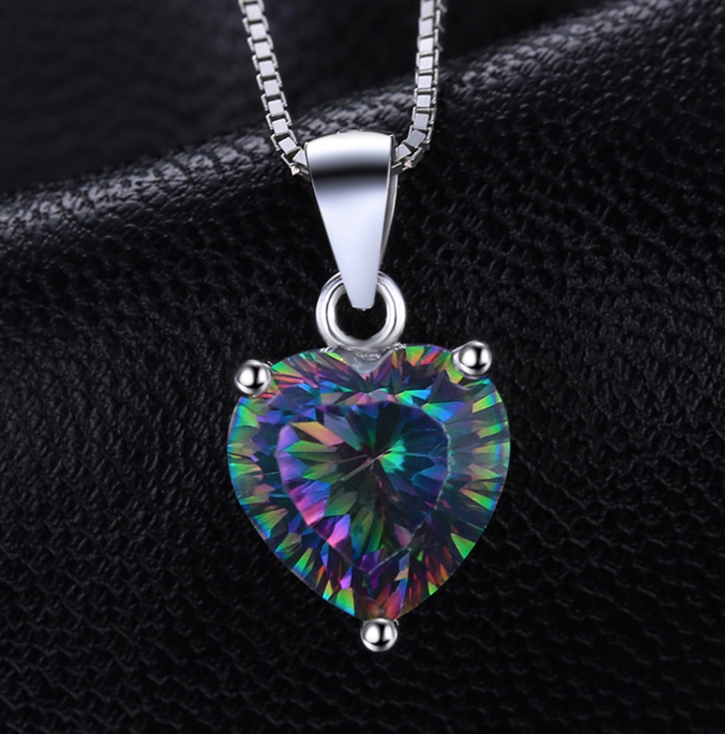 ZAWIESZKA WISIOR MYSTIC TOPAZ SREBRO SERCE BIZ2000