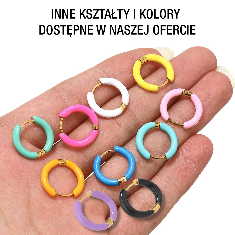 Delikatne Kolczyki Koła Średnica 12 mm Stal Ceramika Emaliowane Żółte Złote