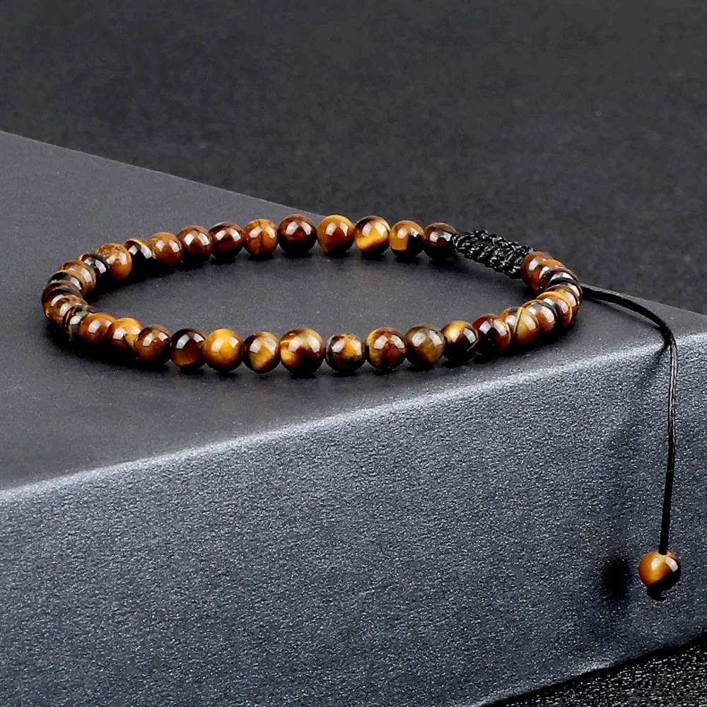 Bransoleta Bransoletka Kulki 4mm Kamień Naturalny Tygrysie Oko Rękodzieło Handmade